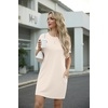 image:imageGRECERELLE Womens Casual TShirt Dress with Pockets Short Sleeve Shift Dresses WrinkleResistant Above Knee LengthApricot White