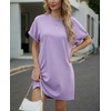 image:imageGRECERELLE Womens Casual TShirt Dress with Pockets Short Sleeve Shift Dresses WrinkleResistant Above Knee LengthAura Indigo