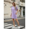 image:imageGRECERELLE Womens Casual TShirt Dress with Pockets Short Sleeve Shift Dresses WrinkleResistant Above Knee LengthAura Indigo