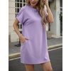 image:imageGRECERELLE Womens Casual TShirt Dress with Pockets Short Sleeve Shift Dresses WrinkleResistant Above Knee LengthAura Indigo