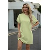 image:imageGRECERELLE Womens Casual TShirt Dress with Pockets Short Sleeve Shift Dresses WrinkleResistant Above Knee LengthAvocado Green