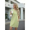 image:imageGRECERELLE Womens Casual TShirt Dress with Pockets Short Sleeve Shift Dresses WrinkleResistant Above Knee LengthAvocado Green