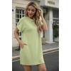 image:imageGRECERELLE Womens Casual TShirt Dress with Pockets Short Sleeve Shift Dresses WrinkleResistant Above Knee LengthAvocado Green