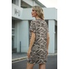 image:imageGRECERELLE Womens Casual TShirt Dress with Pockets Short Sleeve Shift Dresses WrinkleResistant Above Knee LengthBlack Khaki Leaf