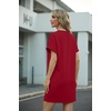 image:imageGRECERELLE Womens Casual TShirt Dress with Pockets Short Sleeve Shift Dresses WrinkleResistant Above Knee LengthBurgundy