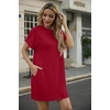 image:imageGRECERELLE Womens Casual TShirt Dress with Pockets Short Sleeve Shift Dresses WrinkleResistant Above Knee LengthBurgundy