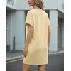 image:imageGRECERELLE Womens Casual TShirt Dress with Pockets Short Sleeve Shift Dresses WrinkleResistant Above Knee LengthButter Yellow