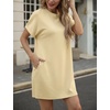 image:imageGRECERELLE Womens Casual TShirt Dress with Pockets Short Sleeve Shift Dresses WrinkleResistant Above Knee LengthButter Yellow