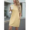 image:imageGRECERELLE Womens Casual TShirt Dress with Pockets Short Sleeve Shift Dresses WrinkleResistant Above Knee LengthButter Yellow