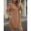 image:imageGRECERELLE Womens Casual TShirt Dress with Pockets Short Sleeve Shift Dresses WrinkleResistant Above Knee LengthCamel