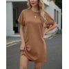 image:imageGRECERELLE Womens Casual TShirt Dress with Pockets Short Sleeve Shift Dresses WrinkleResistant Above Knee LengthCamel
