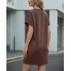 image:imageGRECERELLE Womens Casual TShirt Dress with Pockets Short Sleeve Shift Dresses WrinkleResistant Above Knee LengthDark Coffee