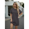 image:imageGRECERELLE Womens Casual TShirt Dress with Pockets Short Sleeve Shift Dresses WrinkleResistant Above Knee LengthDark Gray