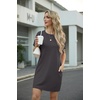 image:imageGRECERELLE Womens Casual TShirt Dress with Pockets Short Sleeve Shift Dresses WrinkleResistant Above Knee LengthDark Gray