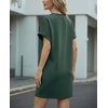 image:imageGRECERELLE Womens Casual TShirt Dress with Pockets Short Sleeve Shift Dresses WrinkleResistant Above Knee LengthDark Green