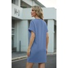 image:imageGRECERELLE Womens Casual TShirt Dress with Pockets Short Sleeve Shift Dresses WrinkleResistant Above Knee LengthDenim Blue
