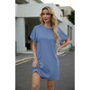 image:imageGRECERELLE Womens Casual TShirt Dress with Pockets Short Sleeve Shift Dresses WrinkleResistant Above Knee LengthDenim Blue