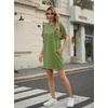 image:imageGRECERELLE Womens Casual TShirt Dress with Pockets Short Sleeve Shift Dresses WrinkleResistant Above Knee LengthDill Green