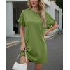 image:imageGRECERELLE Womens Casual TShirt Dress with Pockets Short Sleeve Shift Dresses WrinkleResistant Above Knee LengthDill Green
