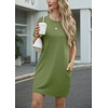 image:imageGRECERELLE Womens Casual TShirt Dress with Pockets Short Sleeve Shift Dresses WrinkleResistant Above Knee LengthDill Green