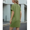image:imageGRECERELLE Womens Casual TShirt Dress with Pockets Short Sleeve Shift Dresses WrinkleResistant Above Knee LengthDill Green