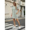 image:imageGRECERELLE Womens Casual TShirt Dress with Pockets Short Sleeve Shift Dresses WrinkleResistant Above Knee LengthGreen Arrowhead