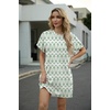 image:imageGRECERELLE Womens Casual TShirt Dress with Pockets Short Sleeve Shift Dresses WrinkleResistant Above Knee LengthGreen Arrowhead