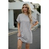image:imageGRECERELLE Womens Casual TShirt Dress with Pockets Short Sleeve Shift Dresses WrinkleResistant Above Knee LengthHeather Grey