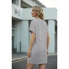 image:imageGRECERELLE Womens Casual TShirt Dress with Pockets Short Sleeve Shift Dresses WrinkleResistant Above Knee LengthHeather Grey