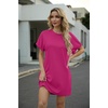 image:imageGRECERELLE Womens Casual TShirt Dress with Pockets Short Sleeve Shift Dresses WrinkleResistant Above Knee LengthHot Pink
