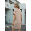 image:imageGRECERELLE Womens Casual TShirt Dress with Pockets Short Sleeve Shift Dresses WrinkleResistant Above Knee LengthKhaki
