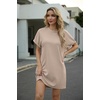 image:imageGRECERELLE Womens Casual TShirt Dress with Pockets Short Sleeve Shift Dresses WrinkleResistant Above Knee LengthKhaki