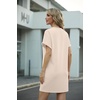 image:imageGRECERELLE Womens Casual TShirt Dress with Pockets Short Sleeve Shift Dresses WrinkleResistant Above Knee LengthLight Apricot