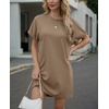 image:imageGRECERELLE Womens Casual TShirt Dress with Pockets Short Sleeve Shift Dresses WrinkleResistant Above Knee LengthLight Coffee