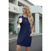 image:imageGRECERELLE Womens Casual TShirt Dress with Pockets Short Sleeve Shift Dresses WrinkleResistant Above Knee LengthNavy Blue