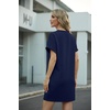 image:imageGRECERELLE Womens Casual TShirt Dress with Pockets Short Sleeve Shift Dresses WrinkleResistant Above Knee LengthNavy Blue