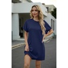 image:imageGRECERELLE Womens Casual TShirt Dress with Pockets Short Sleeve Shift Dresses WrinkleResistant Above Knee LengthNavy Blue