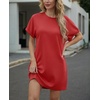 image:imageGRECERELLE Womens Casual TShirt Dress with Pockets Short Sleeve Shift Dresses WrinkleResistant Above Knee LengthRed