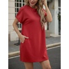 image:imageGRECERELLE Womens Casual TShirt Dress with Pockets Short Sleeve Shift Dresses WrinkleResistant Above Knee LengthRed
