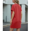 image:imageGRECERELLE Womens Casual TShirt Dress with Pockets Short Sleeve Shift Dresses WrinkleResistant Above Knee LengthRed