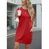 image:imageGRECERELLE Womens Casual TShirt Dress with Pockets Short Sleeve Shift Dresses WrinkleResistant Above Knee LengthRed