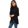 image:imageGRECERELLE Womens Fall Chunky Turtleneck Long Sleeve Asymmetric Hem Loose Knit Pullover Sweaters Tops S2XL02 Black