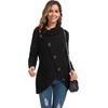 image:imageGRECERELLE Womens Fall Chunky Turtleneck Long Sleeve Asymmetric Hem Loose Knit Pullover Sweaters Tops S2XL02 Black