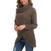 image:imageGRECERELLE Womens Fall Chunky Turtleneck Long Sleeve Asymmetric Hem Loose Knit Pullover Sweaters Tops S2XL03 Dark Khaki