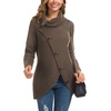 image:imageGRECERELLE Womens Fall Chunky Turtleneck Long Sleeve Asymmetric Hem Loose Knit Pullover Sweaters Tops S2XL03 Dark Khaki