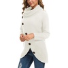 image:imageGRECERELLE Womens Fall Chunky Turtleneck Long Sleeve Asymmetric Hem Loose Knit Pullover Sweaters Tops S2XL04 White