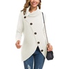 image:imageGRECERELLE Womens Fall Chunky Turtleneck Long Sleeve Asymmetric Hem Loose Knit Pullover Sweaters Tops S2XL04 White