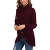 image:imageGRECERELLE Womens Fall Chunky Turtleneck Long Sleeve Asymmetric Hem Loose Knit Pullover Sweaters Tops S2XL05 Wine Red