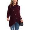 image:imageGRECERELLE Womens Fall Chunky Turtleneck Long Sleeve Asymmetric Hem Loose Knit Pullover Sweaters Tops S2XL05 Wine Red