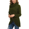 image:imageGRECERELLE Womens Fall Chunky Turtleneck Long Sleeve Asymmetric Hem Loose Knit Pullover Sweaters Tops S2XL06 Army Green